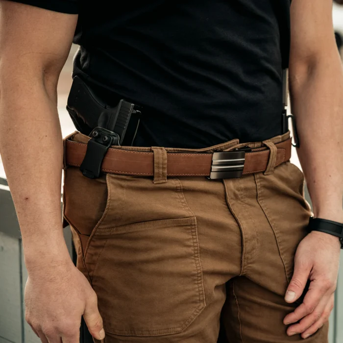 Kore Essentials Brown Buffalo Leather Kaiš 1.5" – EDC Gun Belt - Slika 2