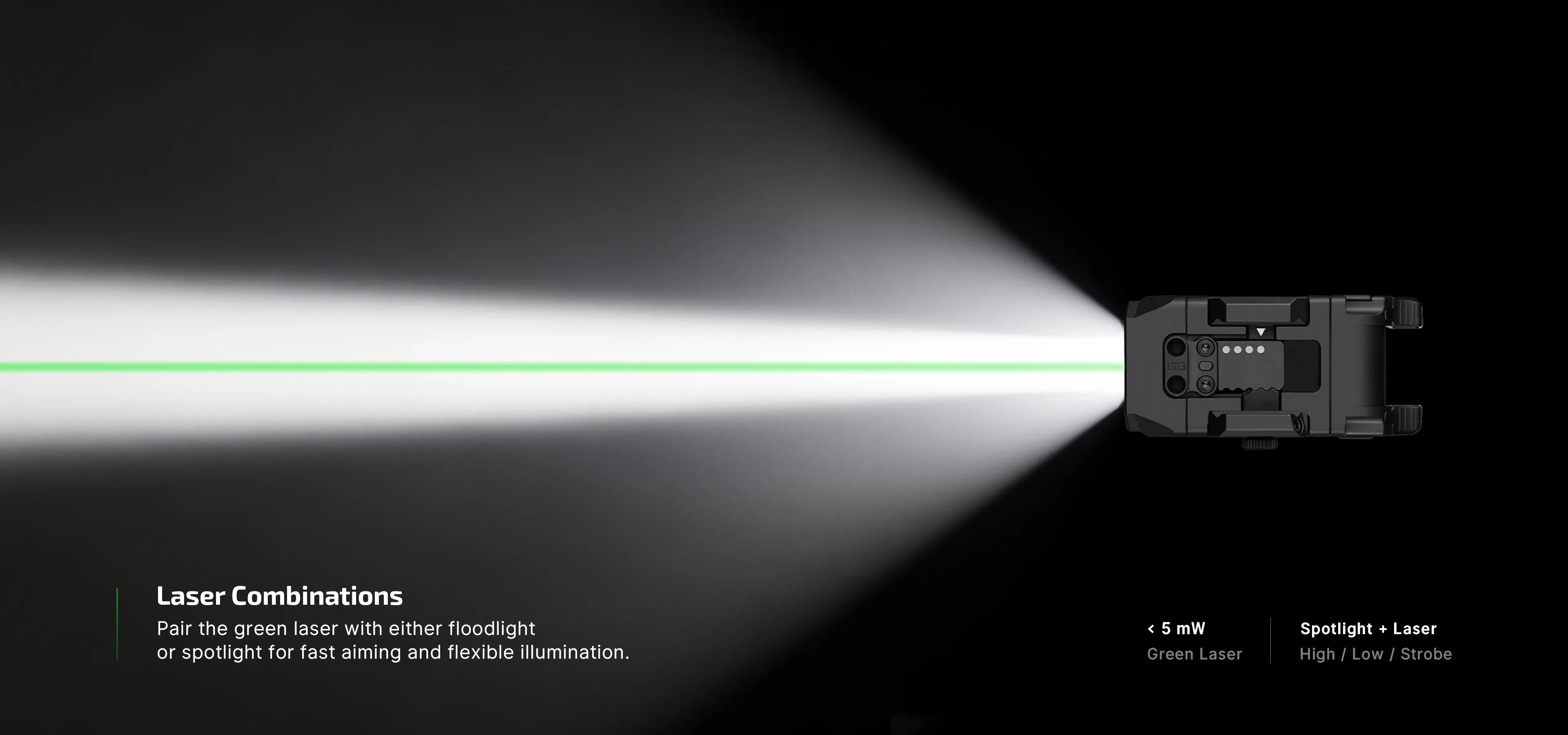 Olight PL X GL – prikaz fokusiranog svetlosnog snopa